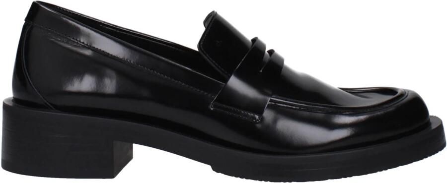 Stuart Weitzman Zwarte Eco Leren Loafers Vierkante Neus Black Dames