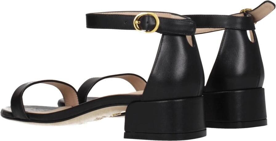 Stuart Weitz Zwarte Leren Sandaal Middelhakken - Foto 2