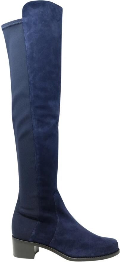 Stuart Weitz Luxe Blauwe Suède Hoge Laarzen