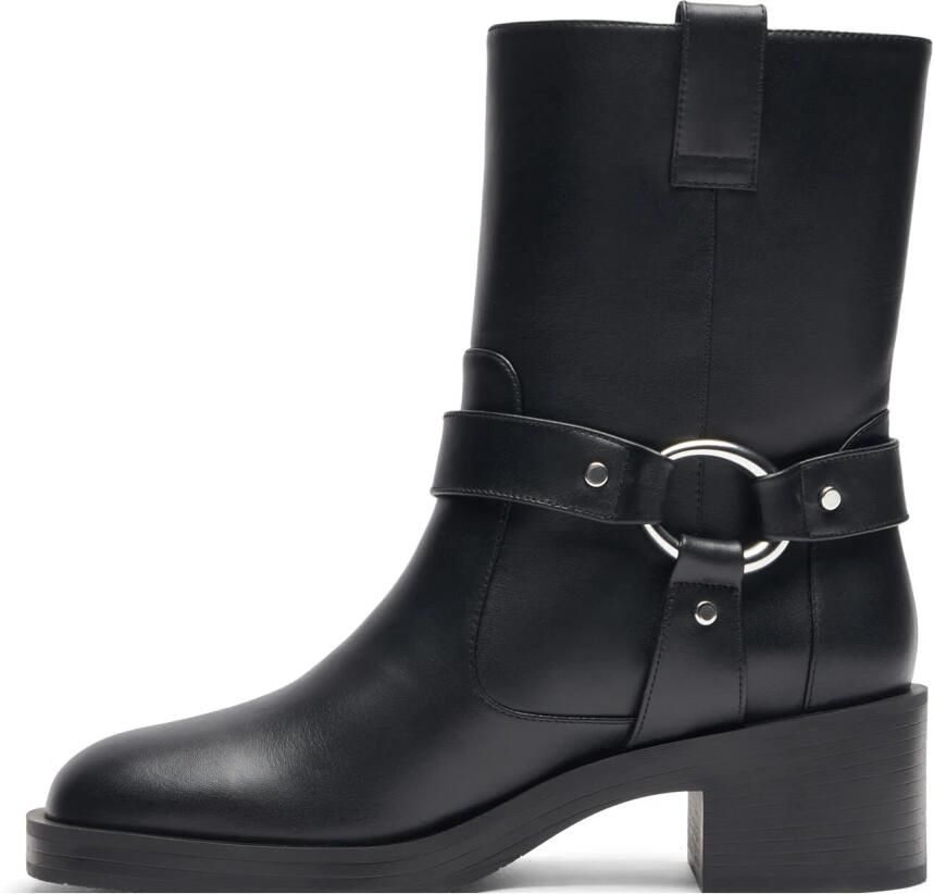 Stuart Weitzman Zwarte leren enkellaarsjes met middelhoge hakken - Foto 3