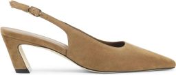 Stuart Weitzman Mules met suède en gespband