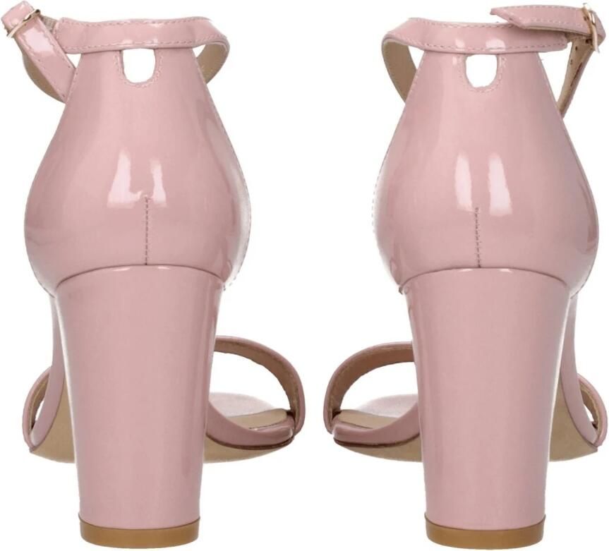 Stuart Weitz Roze leren stiletto hak sandalen