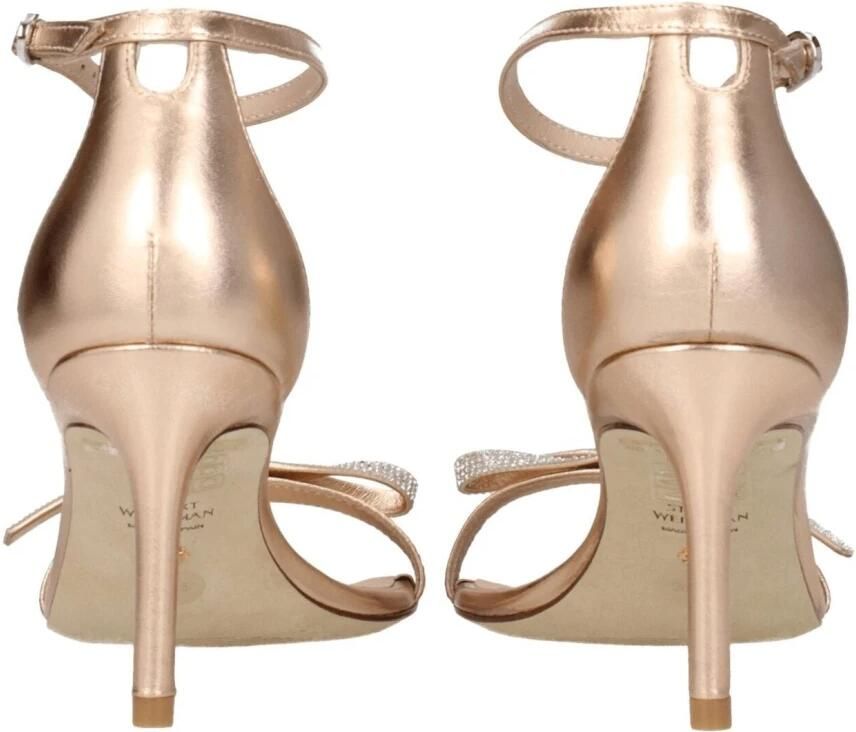 Stuart Weitz Roze Leren Stiletto Hakken Sandalen