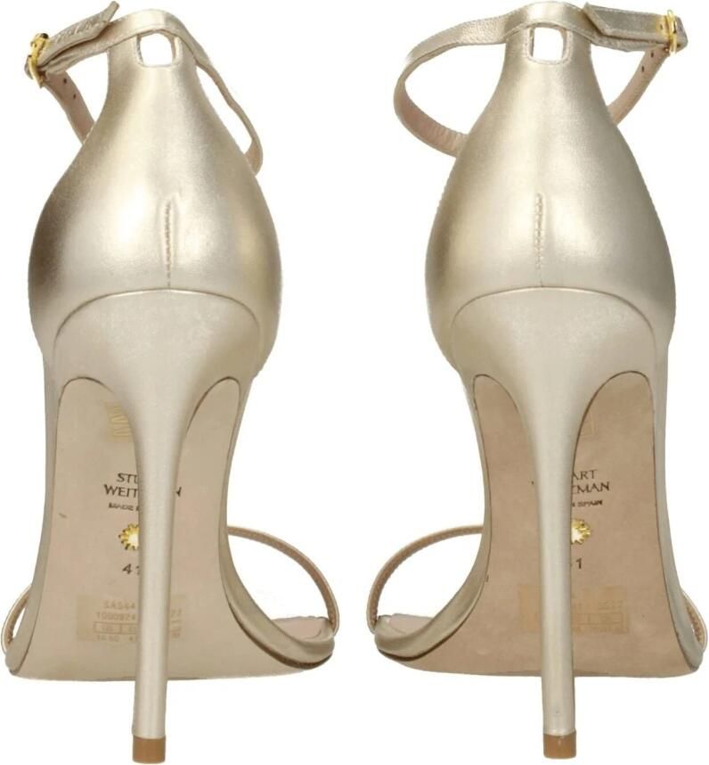 Stuart Weitz Gouden Leren Stiletto Hakken Sandalen