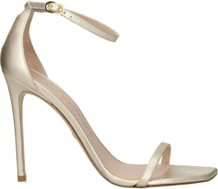 Stuart Weitz Gouden Leren Stiletto Hakken Sandalen - Foto 2