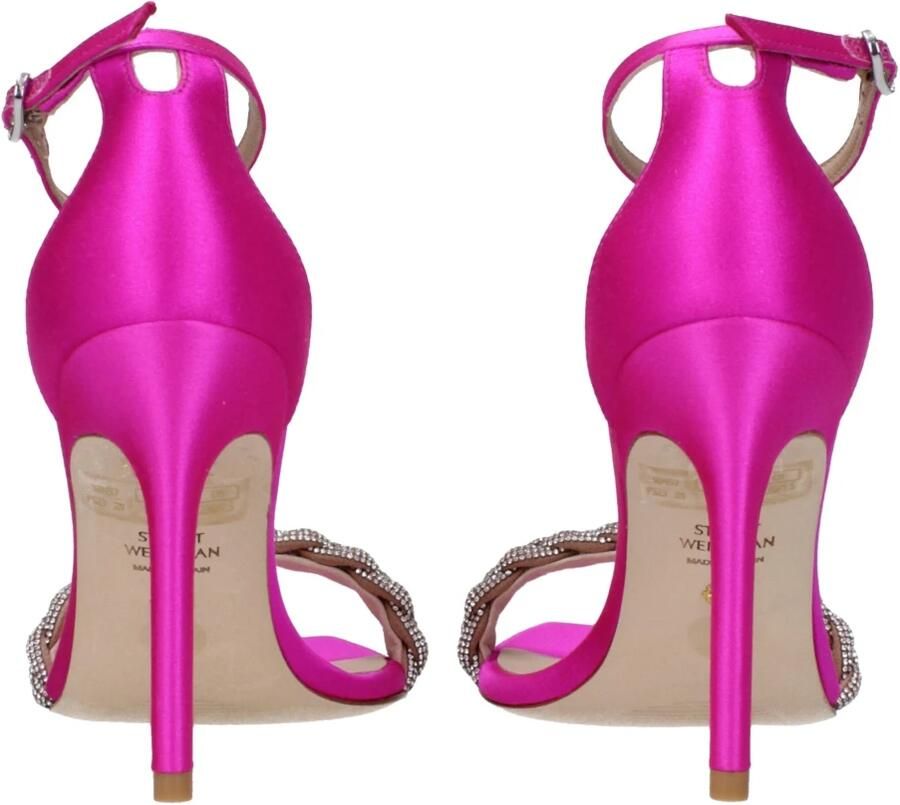 Stuart Weitzman Fuchsia satijnen flamingo sandalen Roze Dames