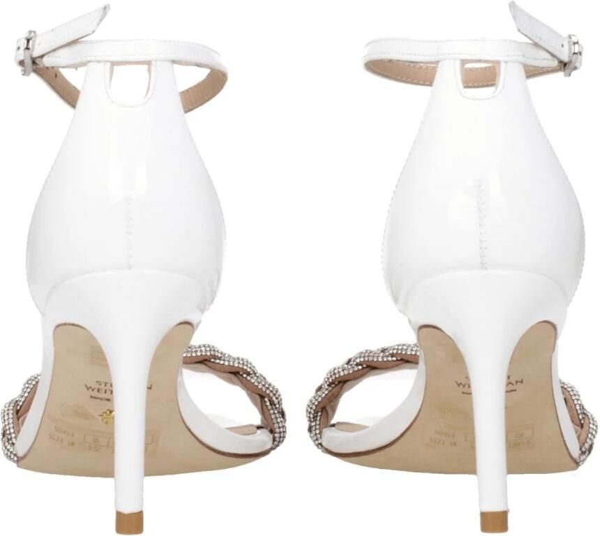 Stuart Weitzman Nudistcurve 75 Highshine Sandal Wit Dames