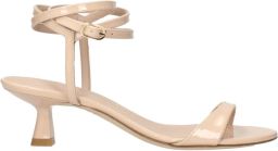 Stuart Weitz Beige Leren Stiletto Hakken Sandalen