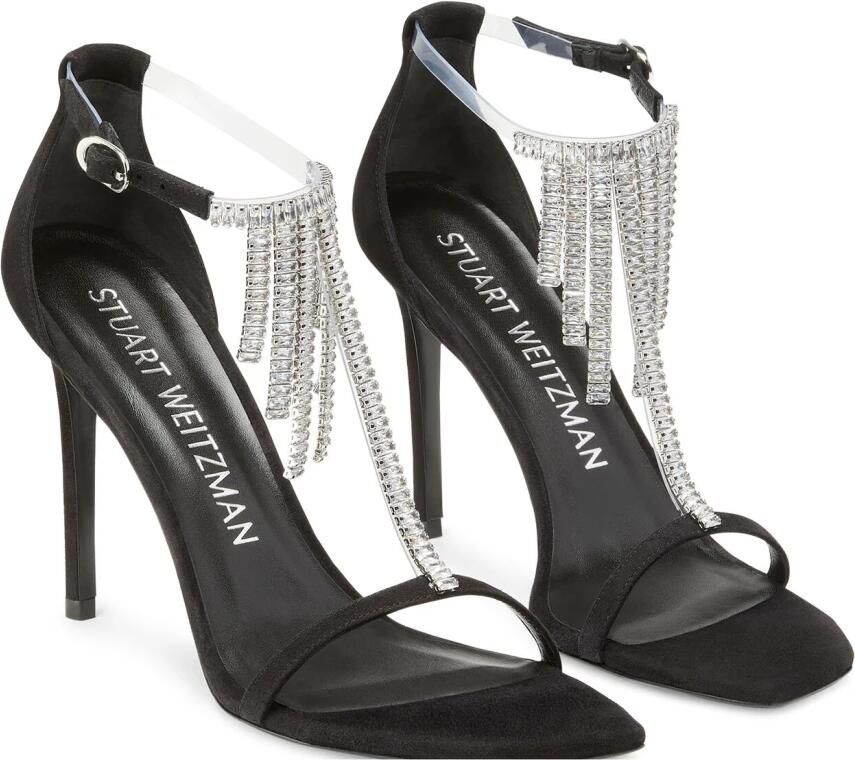 Stuart Weitzman Opulente T-Strap Sandaal met Kristallen Franjes