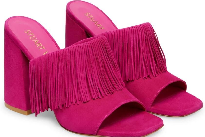 Stuart Weitzman Opvallende Slide Sandaal met Franjes