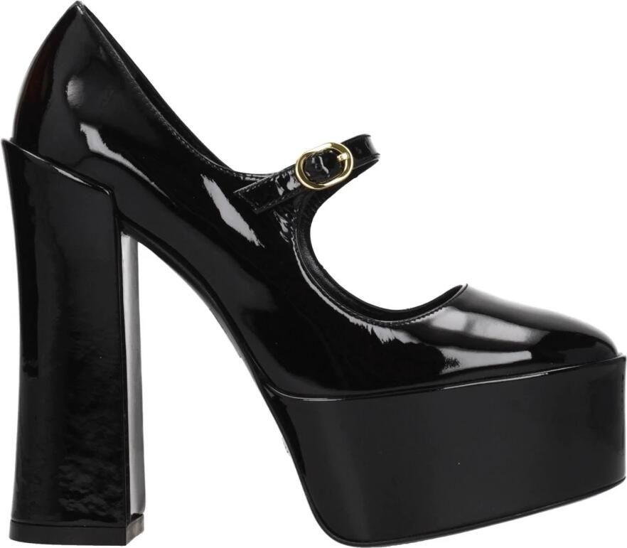 Stuart Weitz Zwarte leren Pin Up sandaal