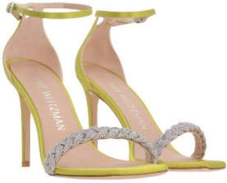 Stuart Weitz Pistache Satijnen Sandalen met Versierde Band