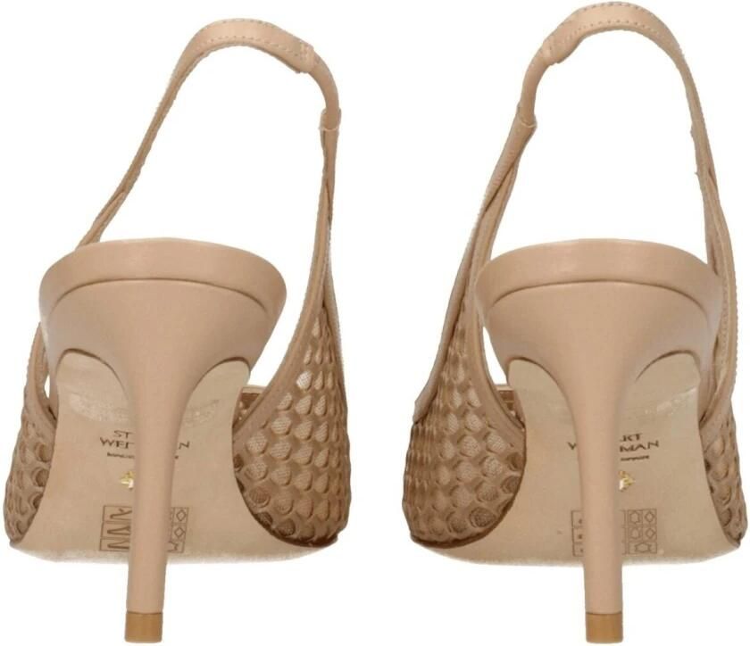 Stuart Weitzman Beige Leren Sandaal Stijlvolle Middelhakken