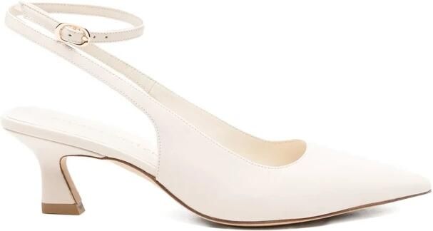 Stuart Weitz Pumps met puntneus en gespsluiting bij de enkel met halfhoge hak