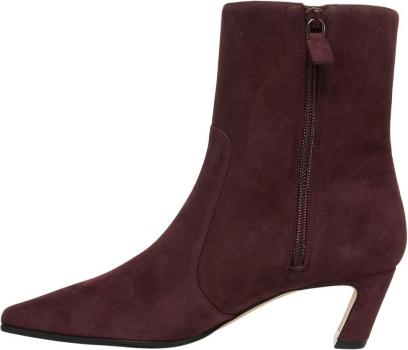 Stuart Weitz Rode Suède Enkellaarzen met Blokhak