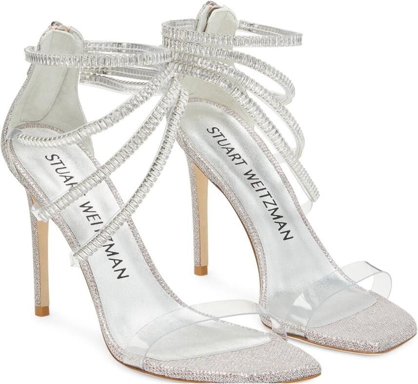 Stuart Weitzman Sandaal met Kristalaccenten en Hoge Hak Gray Dames