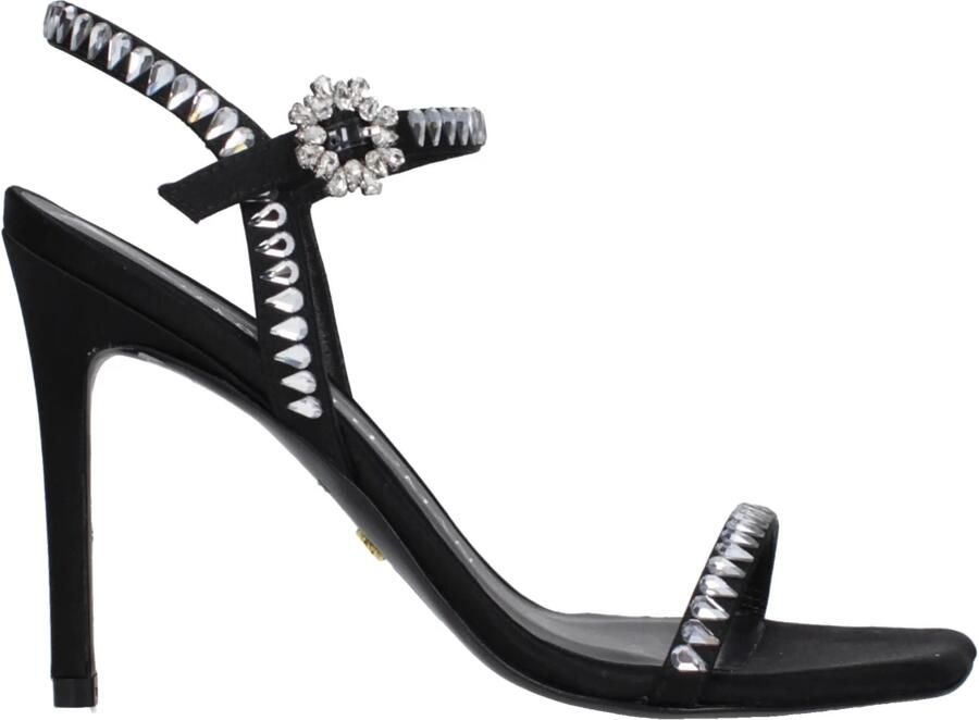 Stuart Weitz Zwarte Satijnen Stiletto Hakken Sandalen - Foto 2