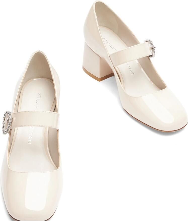 Stuart Weitzman Kristallen Gesp Mary Jane Hakken White Dames - Foto 2