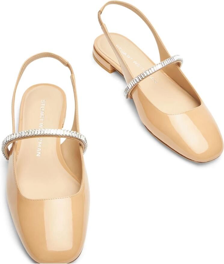 Stuart Weitzman Kristalversierde Slingback Platte Beige Dames - Foto 2