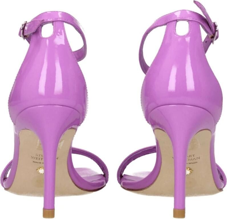 Stuart Weitzman Paarse leren stiletto hak sandalen - Foto 2