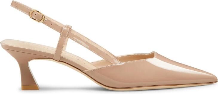 Stuart Weitzman Gepolijste leren slingback met hak Beige Dames