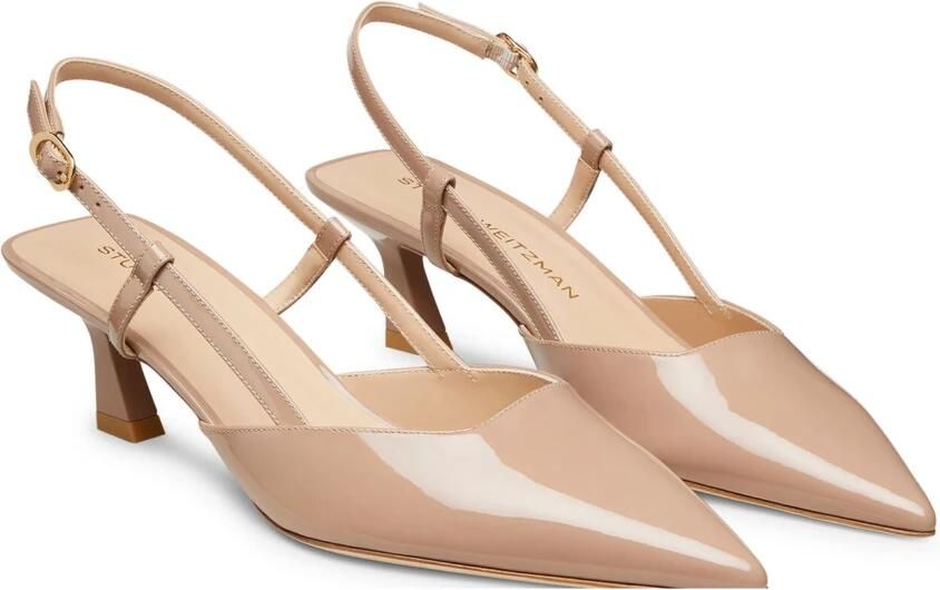 Stuart Weitzman Gepolijste leren slingback met hak Beige Dames - Foto 3