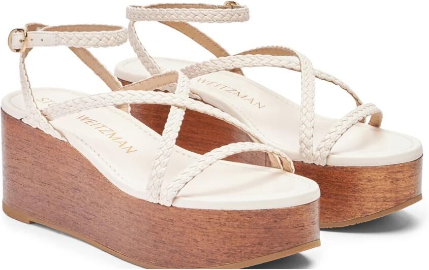Stuart Weitzman Geweven Sleehak Sandaal Beige Dames - Foto 3
