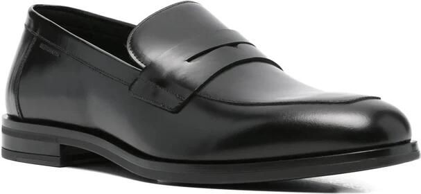 Stuart Weitz Zwarte Leren Penny Strap Instap Schoenen