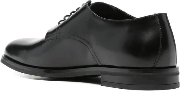 Stuart Weitz Zwarte Leren Veterschoenen Ronde Neus