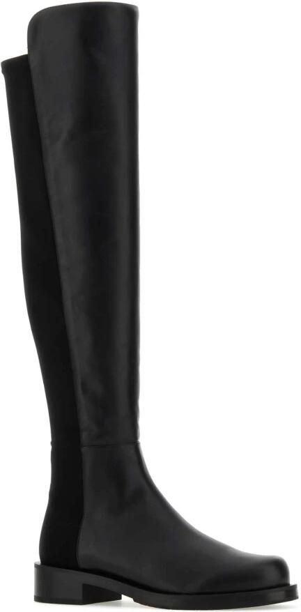 Stuart Weitzman Zwarte Nappa Leren en Stoffen 5050 Laarzen Zwart Dames