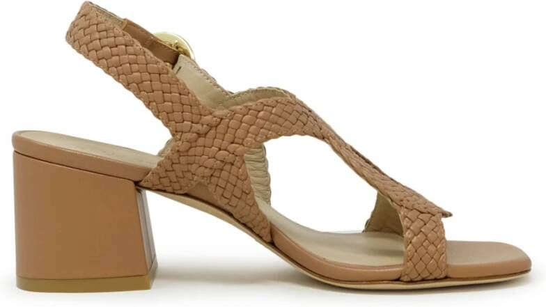 Stuart Weitzman Tan Leren Slingback Sandalen Ss24 Beige Dames