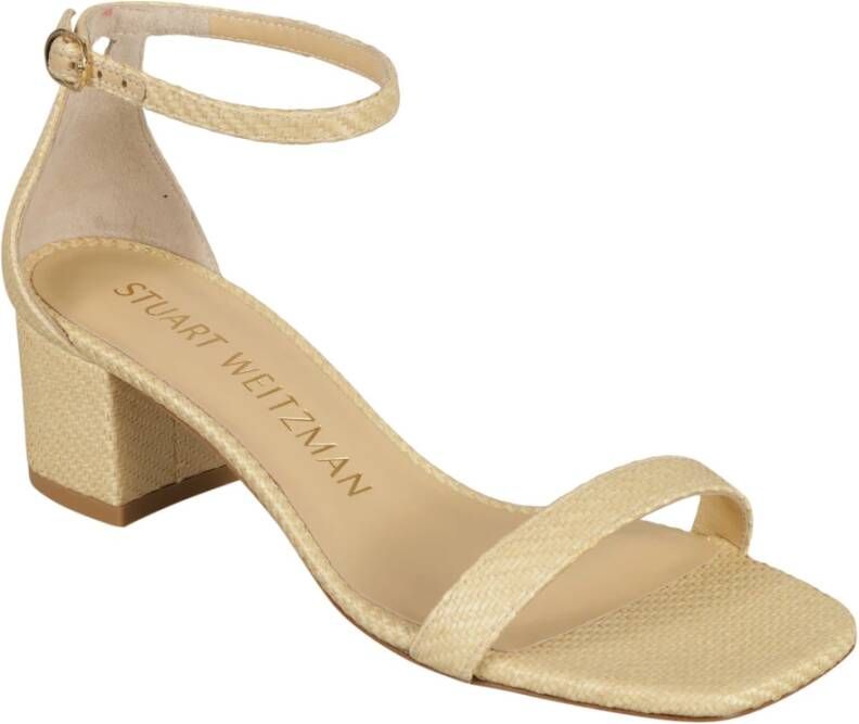 Stuart Weitzman Tarwe Sandalen met Geweven Design Beige Dames