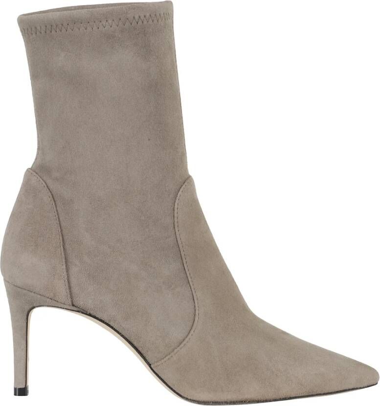 Stuart Weitz Taupe Suède Puntige Neus Power Bootie