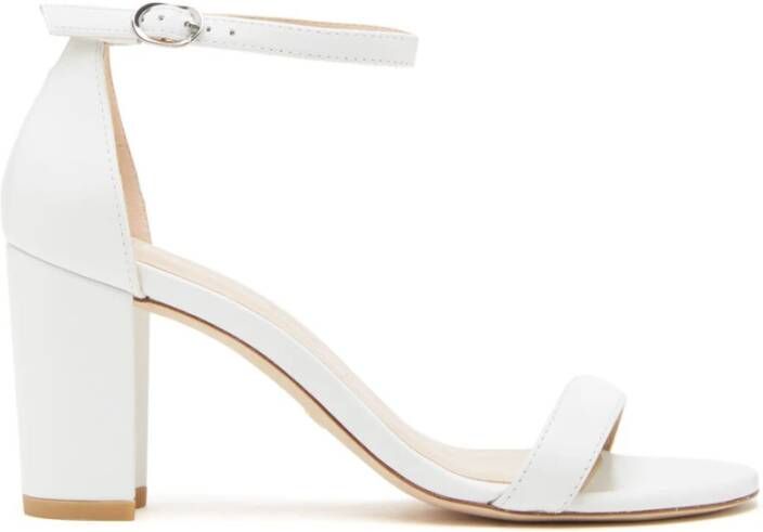 Stuart Weitzman Amelina Sandalen met natuurlijke lederen hakken 75 Wit Dames