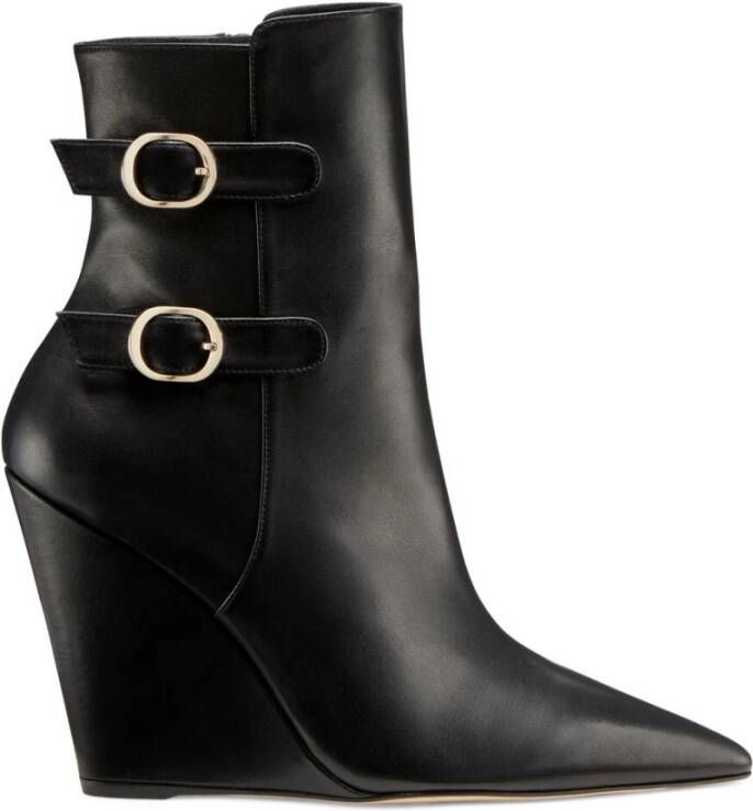 Stuart Weitzman Western-geïnspireerde Saloon 100 Wedge Boot Black Dames