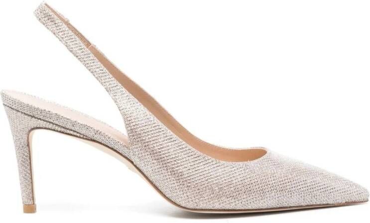 Stuart Weitzman Metallic Slingback Pump Beige Dames