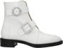 Stuart Weitz Witte Leren Enkellaarzen met Strass Detail - Thumbnail 1