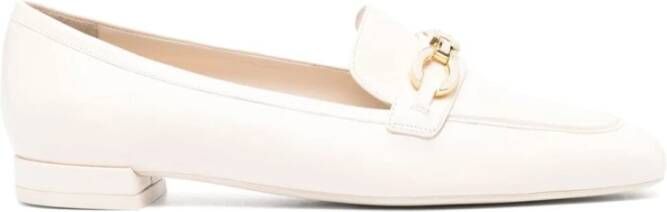Stuart Weitzman Leren Vierkante Neus Loafers Vrouwen Italië Beige Dames