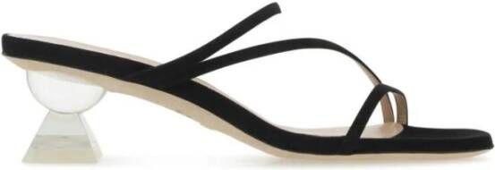 Stuart Weitzman Zwart suede lucite sculpt muilezels Zwart Dames