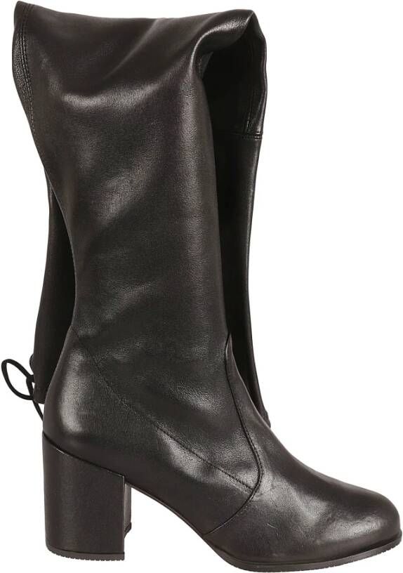 Stuart Weitzman Zwarte Leren Blokhak Over-de-Knie Laarzen Black Dames