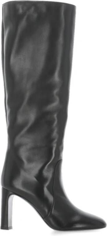Stuart Weitzman Zwarte Leren Dameslaarzen Ronde Neus