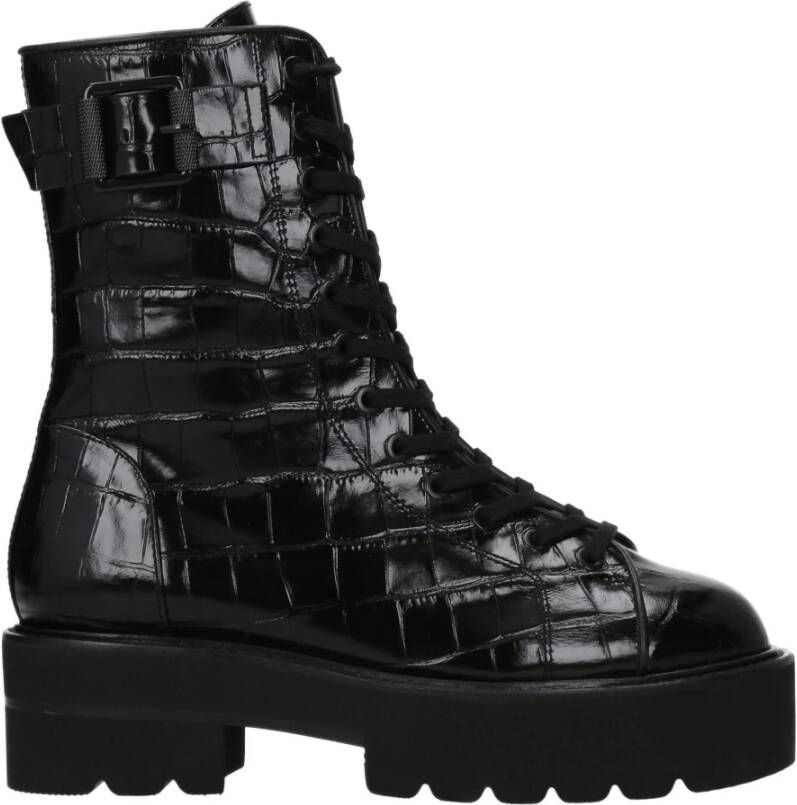 Stuart Weitzman Zwarte Leren Enkellaarsjes Punk Rock