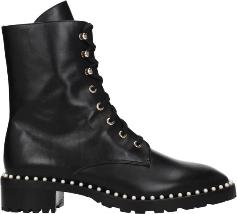 Stuart Weitzman Zwarte leren enkellaarzen