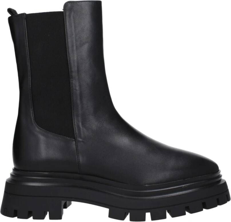 Stuart Weitz Zwarte Leren Enkellaarzen Casual Stijl