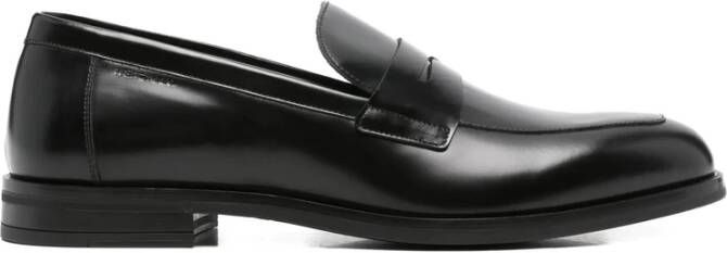 Stuart Weitz Zwarte Leren Penny Strap Instap Schoenen