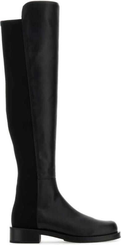 Stuart Weitzman Zwarte Nappa Leren en Stoffen 5050 Laarzen Zwart Dames