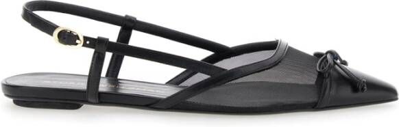 Stuart Weitz Zwarte puntige slingback ballerina's