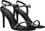 Stuart Weitz Zwarte Satijnen Sandalen met Strass - Thumbnail 1