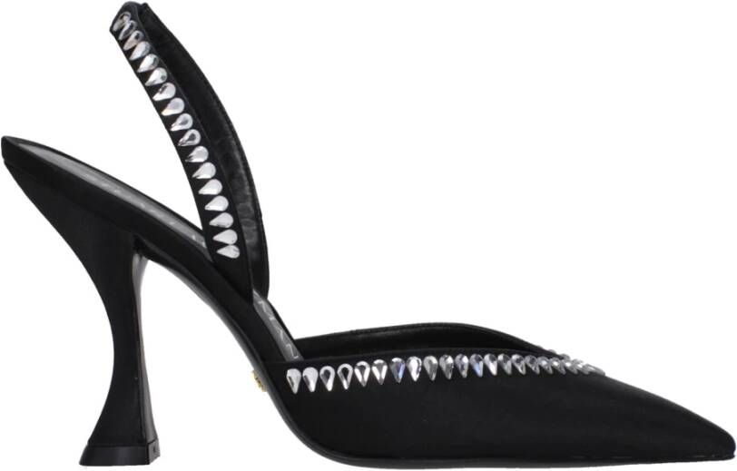 Stuart Weitzman Zwarte Satijnen Stiletto Hakken Sandalen