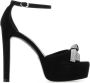 Stuart Weitzman Zwarte suede discoplatform sandalen Zwart Dames - Thumbnail 1